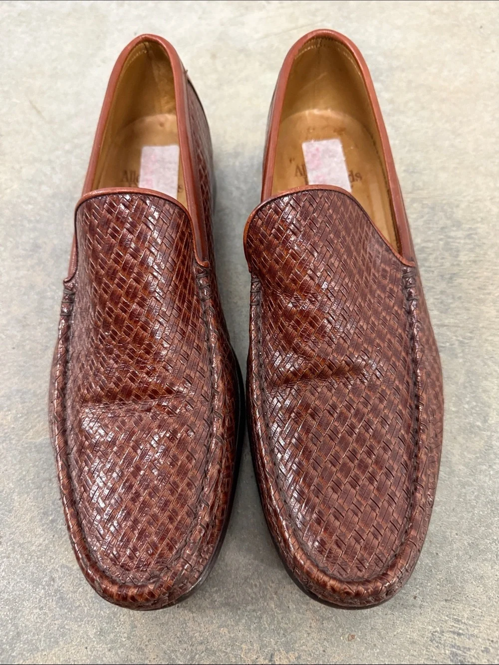 Allen Edmonds Woven Leather Slip-On Loafers in Dark Brown